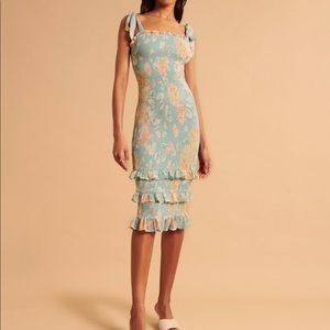 NWOT Coral Tie-Strap Midi Dress